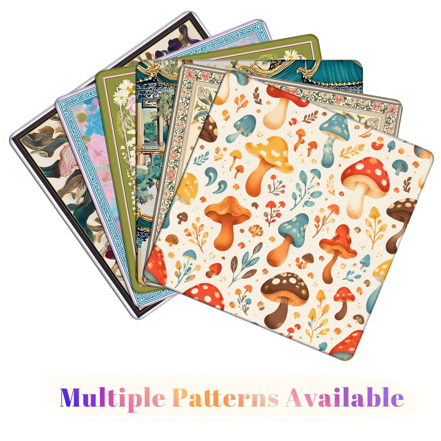 Mahjong Mat 31.5" x 31.5" Whimsical Mushroom Floral Vibrant Autumn Colors Non-Slip Noise Reduction American Mahjong Tiles Table Cover for Dominoes Poker Card Board Games Gift