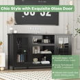 thumbnail image 3 of Modern Black Wood TV Stand for 65 Inch TVs – 59 Inch Media Entertainment Center with Storage Cabinets – Sturdy Console Table with Cable Management, Color: Black, 3 of 7