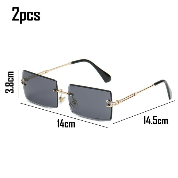 Retro Rimless Rectangle Sunglasses for Women Men Tinted Lens  display picture 3
