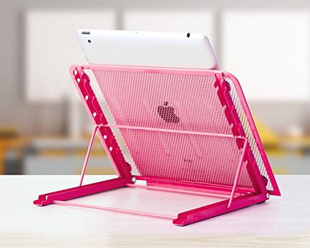 Halter Mesh Laptop Stand for Laptop / Notebook / iPad / Tablet Adjustable, Ventilated (Pink)