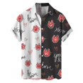 thumbnail image 3 of Camisetas de manga corta para hombre, con estampado 3D de amor, gráfico, camisas de botones para el día de San Valentín, blusa informal de verano para playa para hombre, 3 of 5