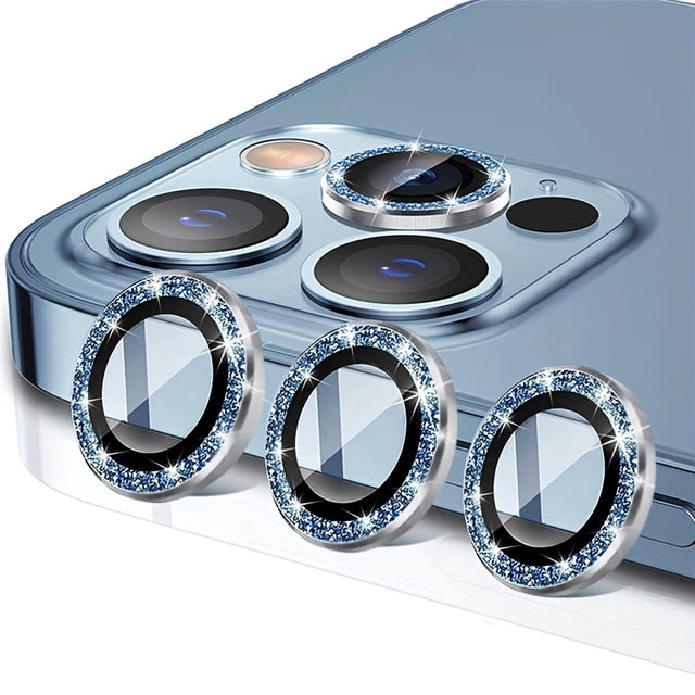 CNKOO Blue Sparkling Artificial Protective Film For IPhone 15 14 13 12 11 Promax Plus Rear Camera Lens Ring Camera Film ZZZ