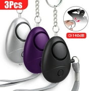 TSV 3pcs Personal Alarm Siren Song 140dB for Girls Boys Elderly Women Keychain with LED Light, Emergency Self-Defense