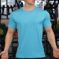 thumbnail image 6 of Mens Short Sleeve Muscle T-Shirt Bodybuilding Athletic Training Tee, Muscle Fit Crew Neck Fitness Top, Quick Dry 4-Way Stretch Performance Base Layer Solid Color, 6 of 7