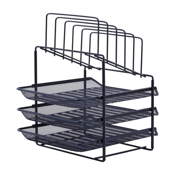 Pen + Gear, Mesh Desk Organizer with 3 Sliding Letter Tray, 5 Upright