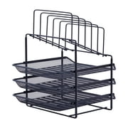 Pen+Gear, Mesh Desk Organizer with 3 Sliding Letter Tray, 5 Upright Sections, Black