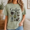 thumbnail image 2 of CLOTEX Coraline Halloween Shirt, Comfort Colors Ivory Tee, Button Eye Doll Graphic Gift for Horror Fans, Dark Fantasy Readers, Creepy Cute Tee, Moss L, 2 of 7