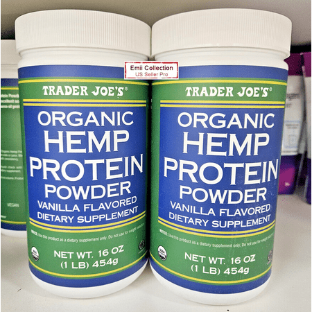 Trader Joe's Organic Hemp Protein Powder Vanilla Flavored 16oz 454g (2 Bottles)