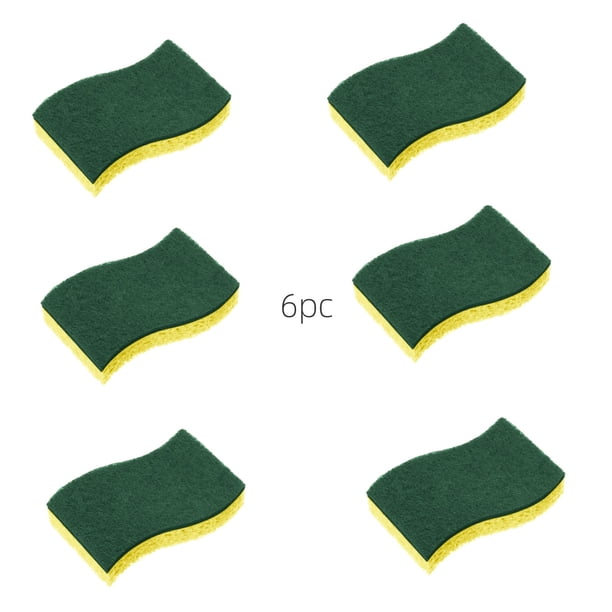 Esponja de pulpa de madera de 6 piezas para fregar platos y ollas en la cocina. Esponja azul de doble capa que no raya. Diseño ergonómico para platos, sartenes, fregaderos y encimeras.
