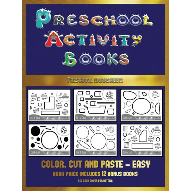 preschool worksheets preschool worksheets preschool activity books easy 40 black and white kindergarten activity sheets designed to develop visuo perceptual skills in preschool children series 14 paperback walmart com