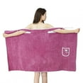 thumbnail image 2 of Women Wearable Bath Towel Adults Bath Towel with Shoulder Straps Water Absorbent Beach Wrap Towel Adults Spa Bathrobe Dress (Light Pink), 2 of 7