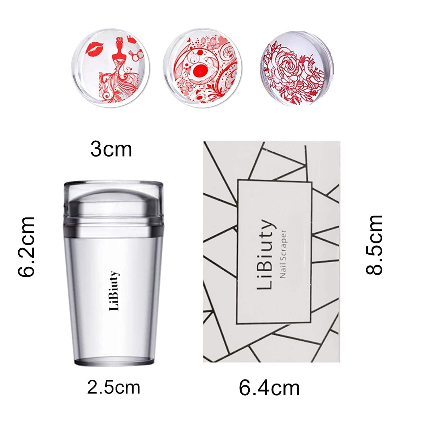 LiBiuty Nagelstempel-Set – 12 Schablonen + Stempel + Schaber + Aufbewahrungstasche, Für Kreative Nailart