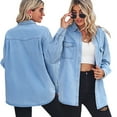 thumbnail image 2 of FJUCHAI Women's Shirts Jean Denim Shirts Female Button Down Long Sleeve Shirt Long Jeans Top S-XL, 2 of 9