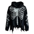 thumbnail image 4 of Men’s Halloween Outfits Halloween Unisex Y2K Wash Gothic Graphic Hoodies Oversize Grunge Skull Print Sweatshirt Casual Fit Pullover(02_Black,XL), 4 of 4