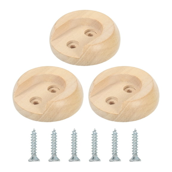 6Pack Wooden Closet Rod Holders, Rod Brackets Support with Screws for 30mm Rods