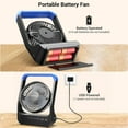 thumbnail image 5 of (2 pack) Gazeled Battery Operated Fan,Camping Fan, Super Long Lasting, Portable D-Cell Battery Powered Desk Fan with Timer,3 Speeds, Quiet, 180° Rotation,Cooling Fan for Bedroom,Home,Office,Outdoor, 5'',Blue, 5 of 13