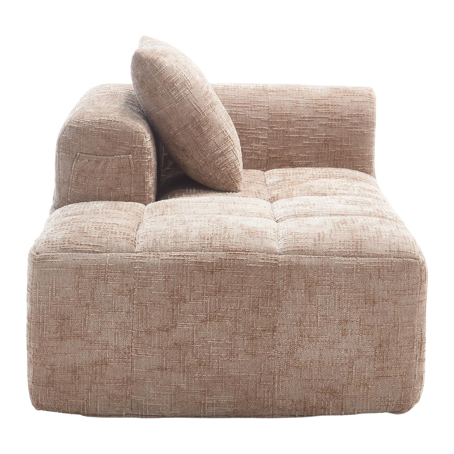 Demi Bonn 62" Plush Chenille Loveseat Sofa, Modular Sleeper for Living Room, Bedroom, Apartment Lounge, Stylish & Comfortable Couch, Beige