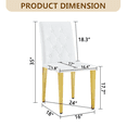 thumbnail image 3 of Tcbosik Dining Chairs Set of 4, PU Leather Upholstered Kitchen Chair with Button Tufted Padded and Metal Legs, White & Gold, 3 of 10