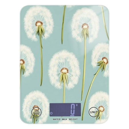 

Kitchen Electronic Scale Food Scale 7.68x5.71 inch Multifunctional Digital Kitchen Scale Tempered Glass Decorative Baking Cooking Meal Preparation White Cartoon Dandelion