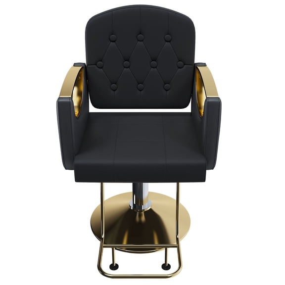 S-HOME Professional Hydraulic Salon Chair With 360° Swivel, PU Leather, Ergonomic Support, Non-Tilting Barber Equipment For Salons, Black