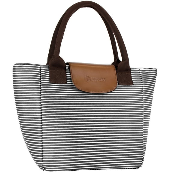 OPUX Lunch Bag Women, Insulated Lunch Box For Women, Large Womens Lunch Tote Work Office, Cute Soft Cooler Food Meal Prep Organizer, Cute Lunch Purse Picnic Travel Beach, Black White Stripes