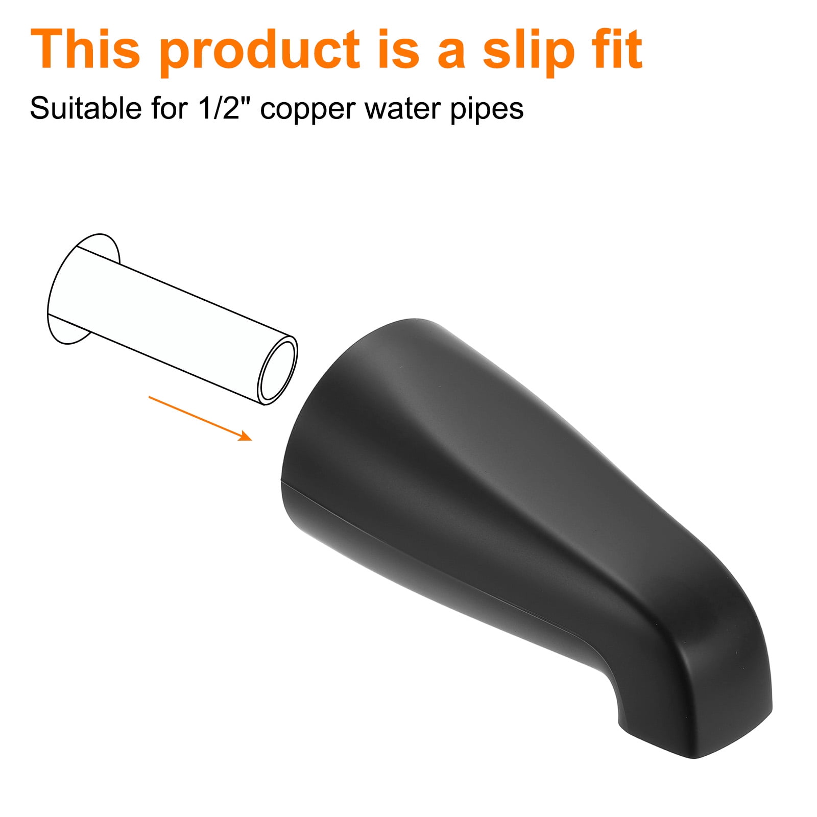 Uxcell 2Pack Universal Bath Tub Spout, Zinc Alloy Bath Spout Bathtub Faucet with Adapter for 1/2 Inch Water Tub for Bathroom Kitchen, Black