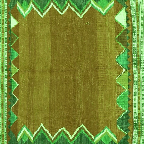Ahgly Company Indoor Square Oriental Green Traditional Area Rugs, 3' Square