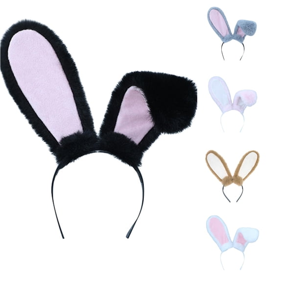 UJNDER Unisex Easter Folding Rabbit Ear Headband for Cosplay Comic Convention Stage Headbands for Women,Black,One Size