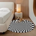 thumbnail image 2 of Black White Plaid Round Area Rug 3.3Ft Washable Circle Rugs for Dining Room Table, Modern Abstract Checkered Striped Non-Slip Carpet Floor Mats Indoor Outdoor Carpet Runner Aesthetic Home Decor, 2 of 8
