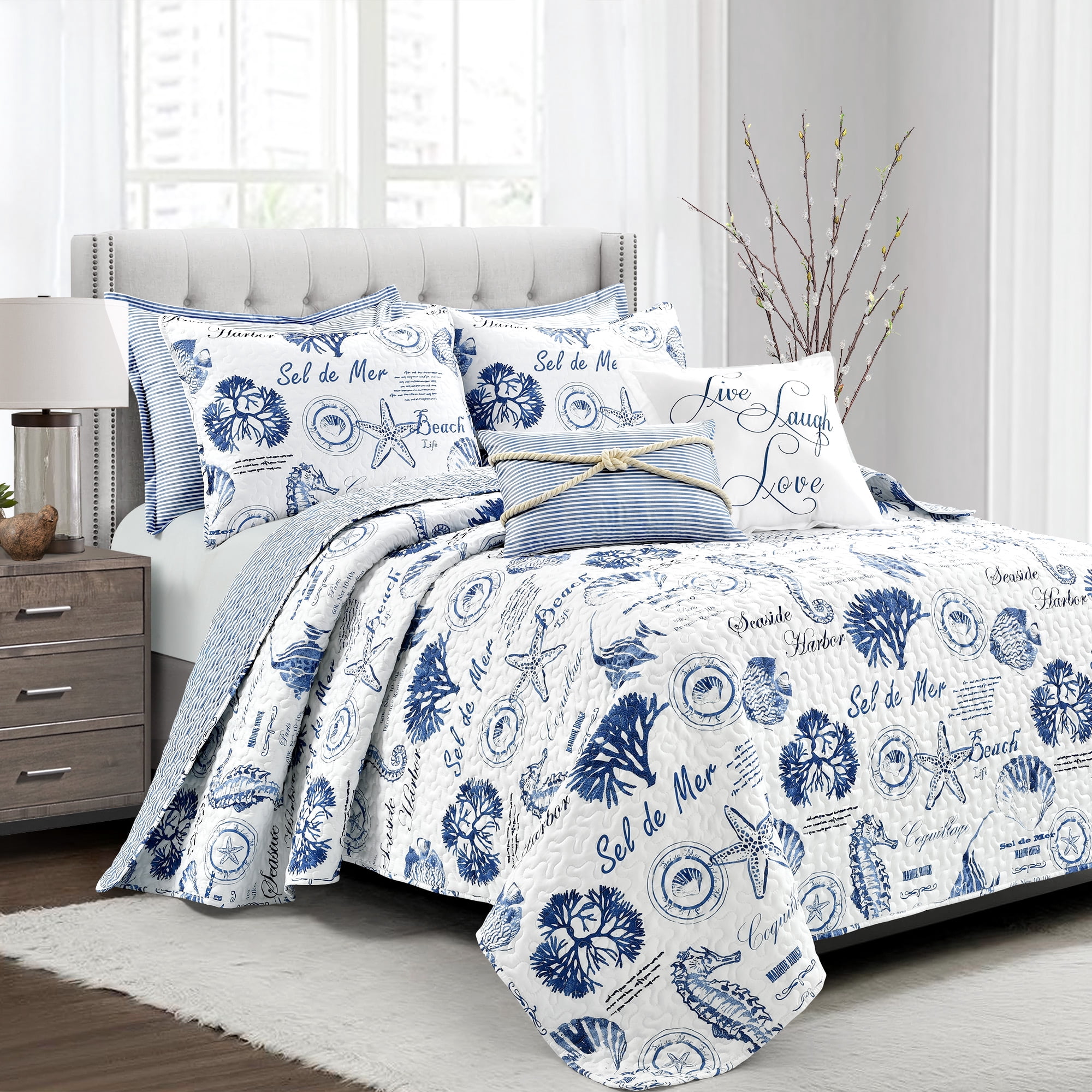 Lush Decor Coastal Reversible Washable 