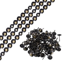 Uxcell 3 Pcs Iron Upholstery Tacks Strips Glossy Decorative Nail Trims with Upholstery Nails 3.28ft x 0.43'' Black-gold