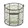 thumbnail image 3 of Contemporary Home Living 5.5" Clear Round Glass Jar in Wire Basket with Handle, 3 of 3