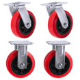 thumbnail image 1 of SY America Roulettes 5 Pouces Lot de 4, Roue en Polyoléfine/polyuréthane, Roulettes de Dessus Extra Larges 2 Pouces, Capacité Totale de 3000 lbs (5 Pouces Lot de 4, Rouge/noir, 2 Pivotantes + 2 Rigides), 1 of 4