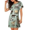 thumbnail image 2 of Fotbe Vintage Farm Animals Bata de Dormir para Mujer con Estampado, Camisón de Algodón de Manga Corta, Ropa de Dormir Casual, 2 of 6