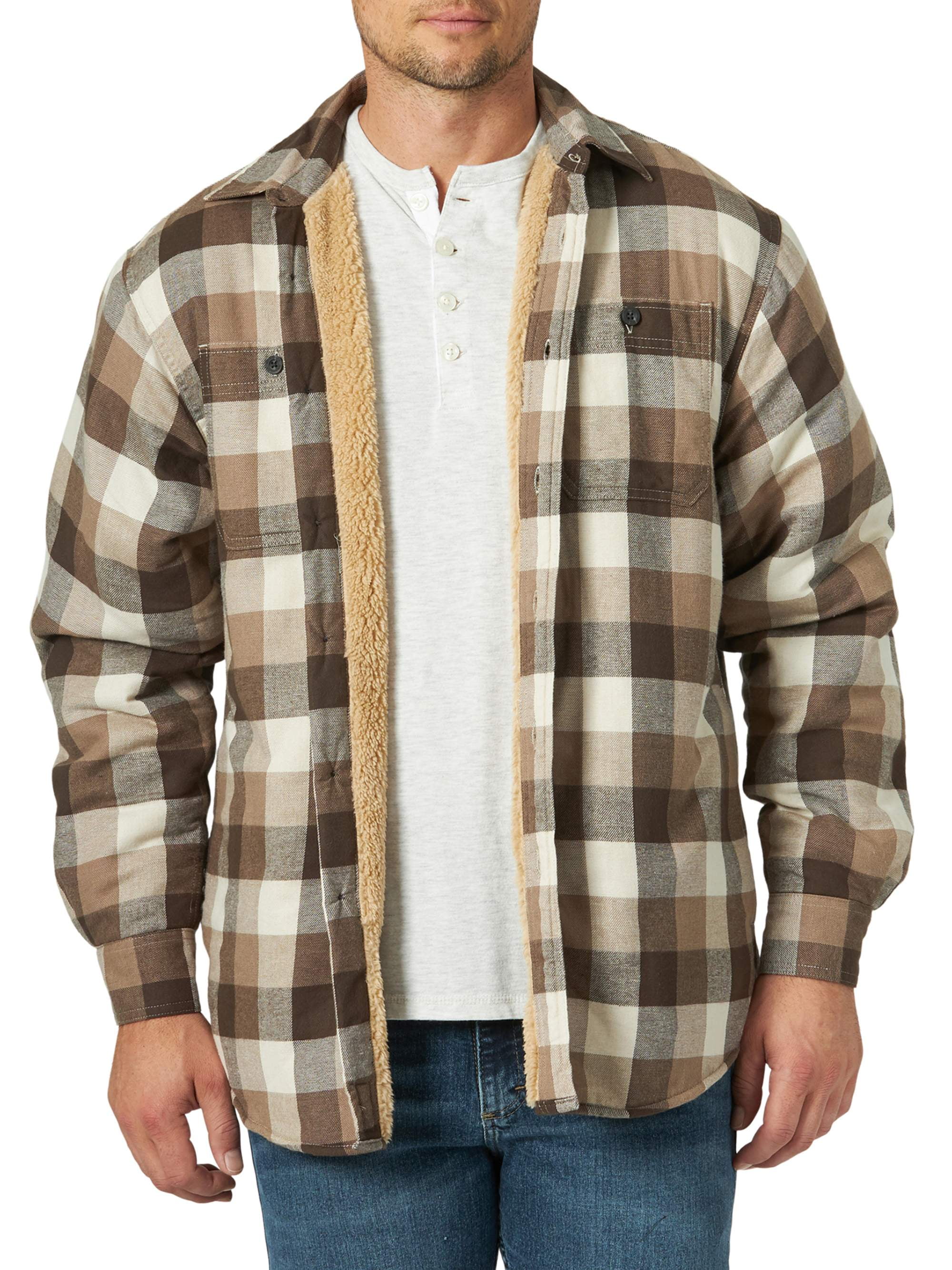 Blue Ridge By Wrangler Green Tan Plaid Fleece Lined Shacket Men's 3XL ...