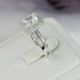 thumbnail image 2 of Halo Princess Cut Bridal Wedding Engagement Ring Diamond Simulated 925 Sterling Silver Anniversary Ring and a Wedding Band SKU:00173, 2 of 6