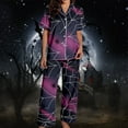 thumbnail image 5 of Pajamas For Women Set Halloween Silk Satshort Sleeve Button Up Top Shorts Comfortable Fall Winter Sleepwear Loungewear Nightwear Nightclothes Homewear, 5 of 7