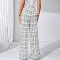 thumbnail image 5 of Women's Plaid Flare Pants Elastic High Waisted Bell Bottom Old Money Trousers Business Casual Pants White M, 5 of 5