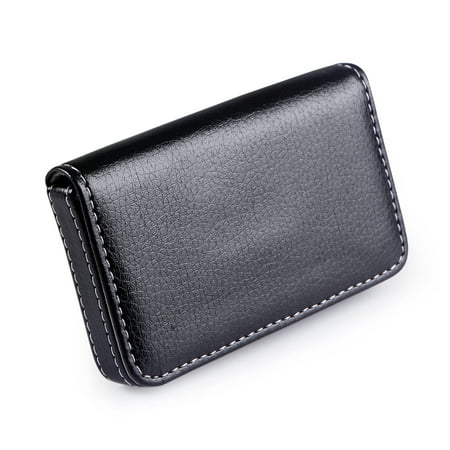 HDE Faux Leather Case Business Card Holder Wallet Organizer with Magnetic Flap (Black) - www.bagssaleusa.com