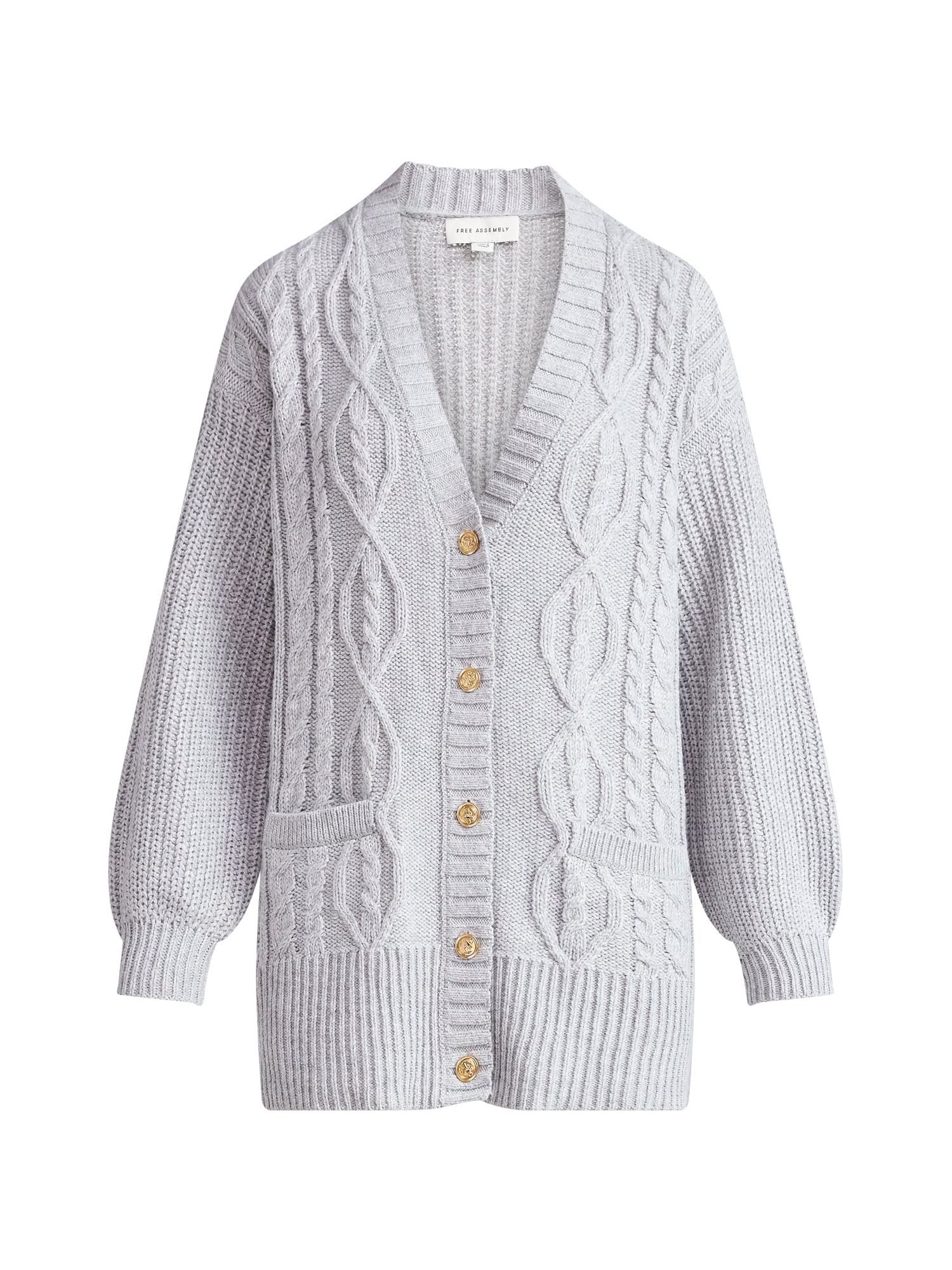 Free Assembly Women's Oversized Cable Cardigan Sweater with Long Sleeves, Midweight, Sizes XS-XXL