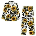 thumbnail image 2 of SEANATIVE Sunflower Long Sleeve Pajamas for Men Cow Print Mens Button Up Pajamas Tops and Pants Set Size 4XL Sleepwear Pj Set of 2 Soft Daily Loungewear Jogger Outfits, 2 of 6