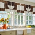thumbnail image 4 of 2 Pack Cow Cowhide Valance for Window Abstract Brown Seam Leather Kitchen Valance Rod Pocket Short Curtain Topper Decorative Window Treatment for Living Room Bedroom 42"x12", 4 of 8
