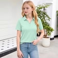 thumbnail image 4 of XADYUY Golf Shirts for Girls 7-8 Short Sleeve V-Neck Polo Shirts for Girls Quick Dry Solid Color School Uniform Shirts Summer Collared Dress Shirts for Girls,Cyan,12-13Years, 4 of 5