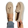 thumbnail image 4 of Womens Khaki Faux Suede Platform Tassel Loafers Slip-On Comfortable Casual Chunky Lug Sole Round Toe Penny Moccasin Shoes,Size 9, 4 of 9