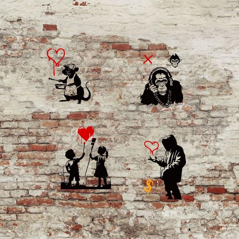 GOMAKERER Banksy Stencil Kit - 2 Pack Reusable Screen Printing Stencils For DIY Art & Crafts