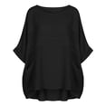thumbnail image 3 of cocolona Womens Summer Linen Tops Crew Neck 3/4 Sleeve T-Shirts Fashion Casual Loose Solid Color Blouses, 3 of 7