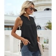 thumbnail image 5 of Women'S Summer Casual Sleeveless V Neck Lace Trim Tank Tops Loose Blouse Tees Black S, 5 of 7