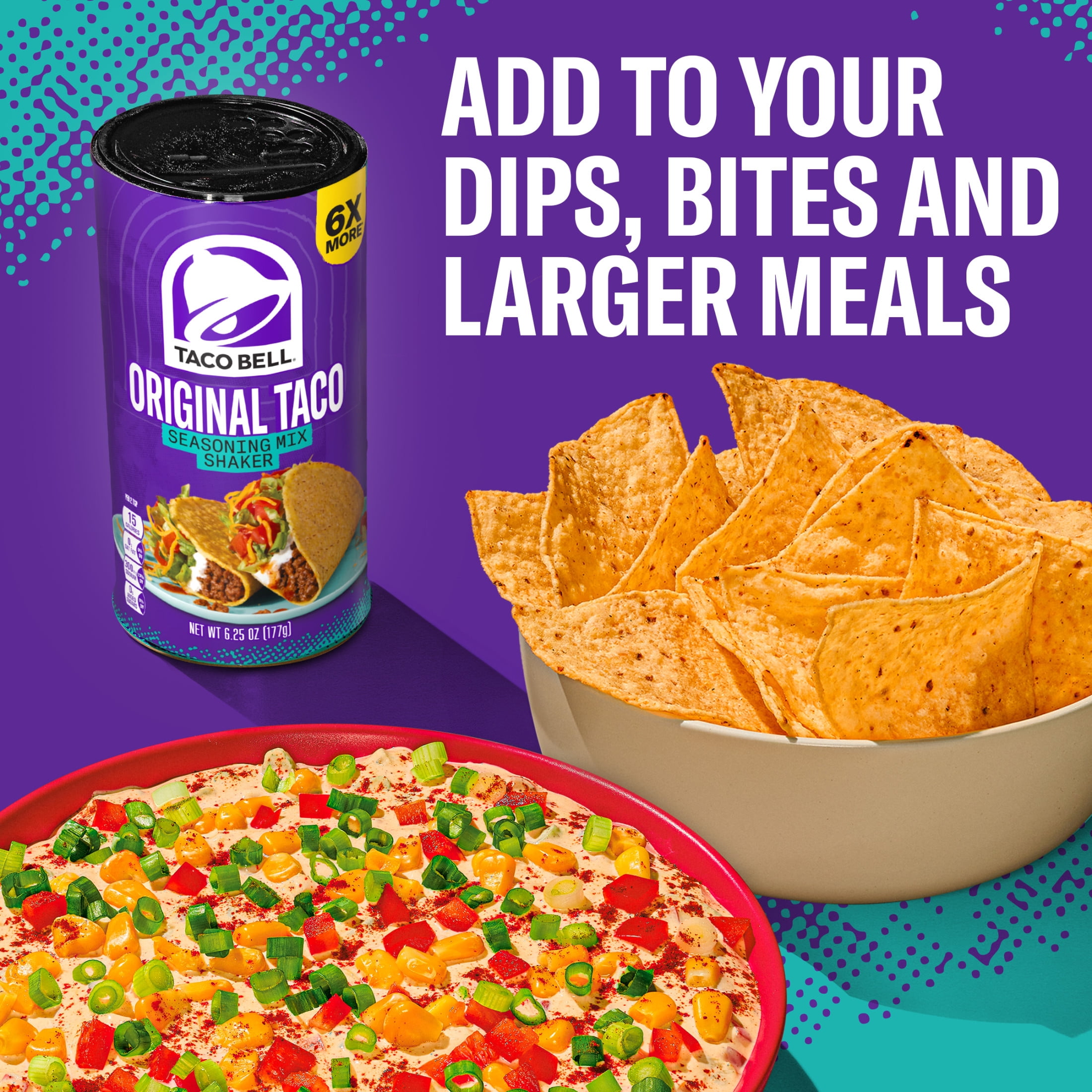 (2 pack) Taco Bell Original Taco Seasoning Mix Shaker, for Weeknight Dinners and Mexican-Inspired Dishes, 1 Canister, Original Taco Flavor, 6X More Seasoning than Individual Packets, 6.25 oz