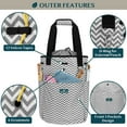 thumbnail image 3 of PAVILIA Knitting Bag Crochet Organizer Bag, Yarn Storage Tote, Knitting Accessories Supplies, Yarn Holder For Knitting With Grommets, Needles Hooks Essentials, Crochet Project Case (Chevron Gray), 3 of 7