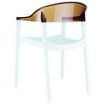 thumbnail image 3 of 32" White and Amber Transparent Stackable Outdoor Patio Dining Arm Chair, 3 of 8